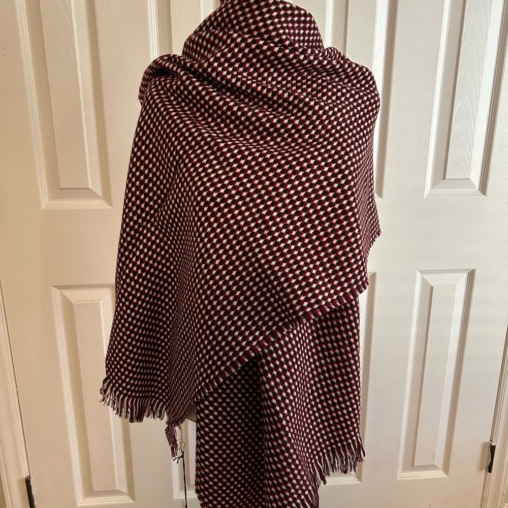Nordstrom Red and White Checkered Shawl/Scarf